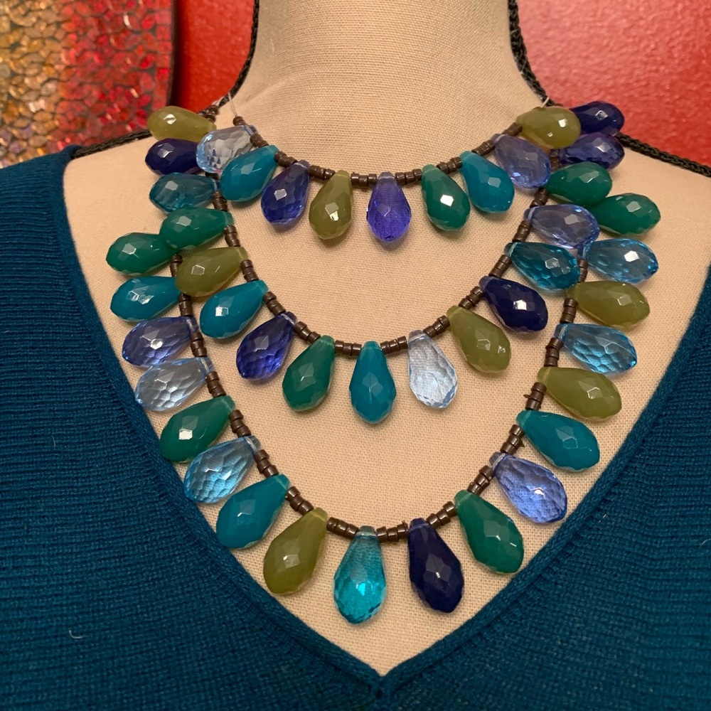 Statement Beaded Necklace (Blue)